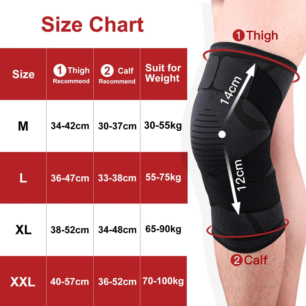 1Pcs Knee Compression Pad Sleeve with Adjustable Strap for Men Women Knee Support Brace Knee Wraps for Pain Relief Joint Procter