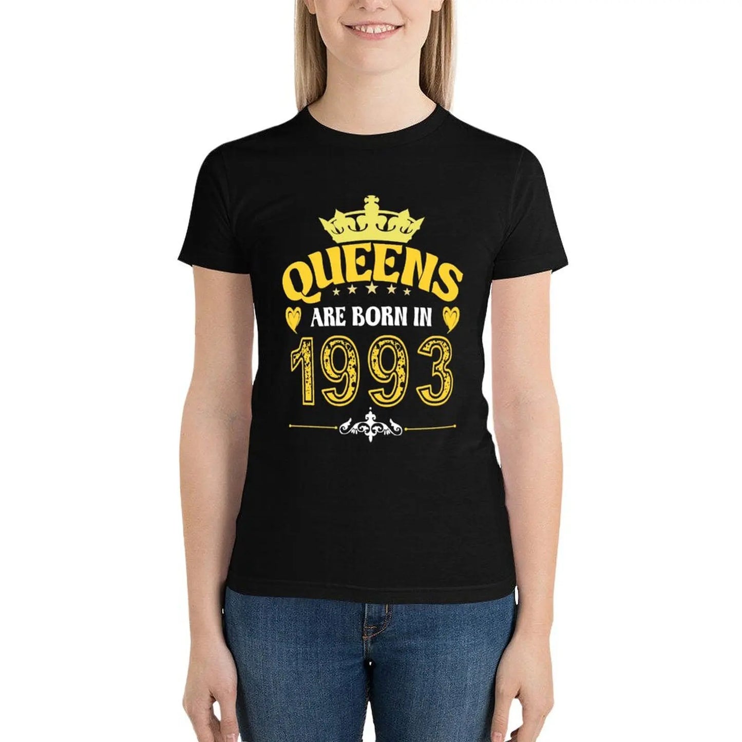 Queens Are Born In 1993 T-Shirt Female clothing heavyweights vintage vintage clothes black t shirts for Women