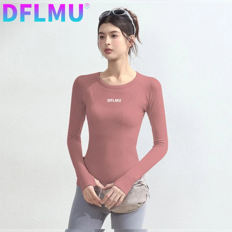 Women Quick-drying Breathable Tight-fitting Yoga Clothes Soft Running Training Fitness T-shirts Sports Long-sleeved Tops