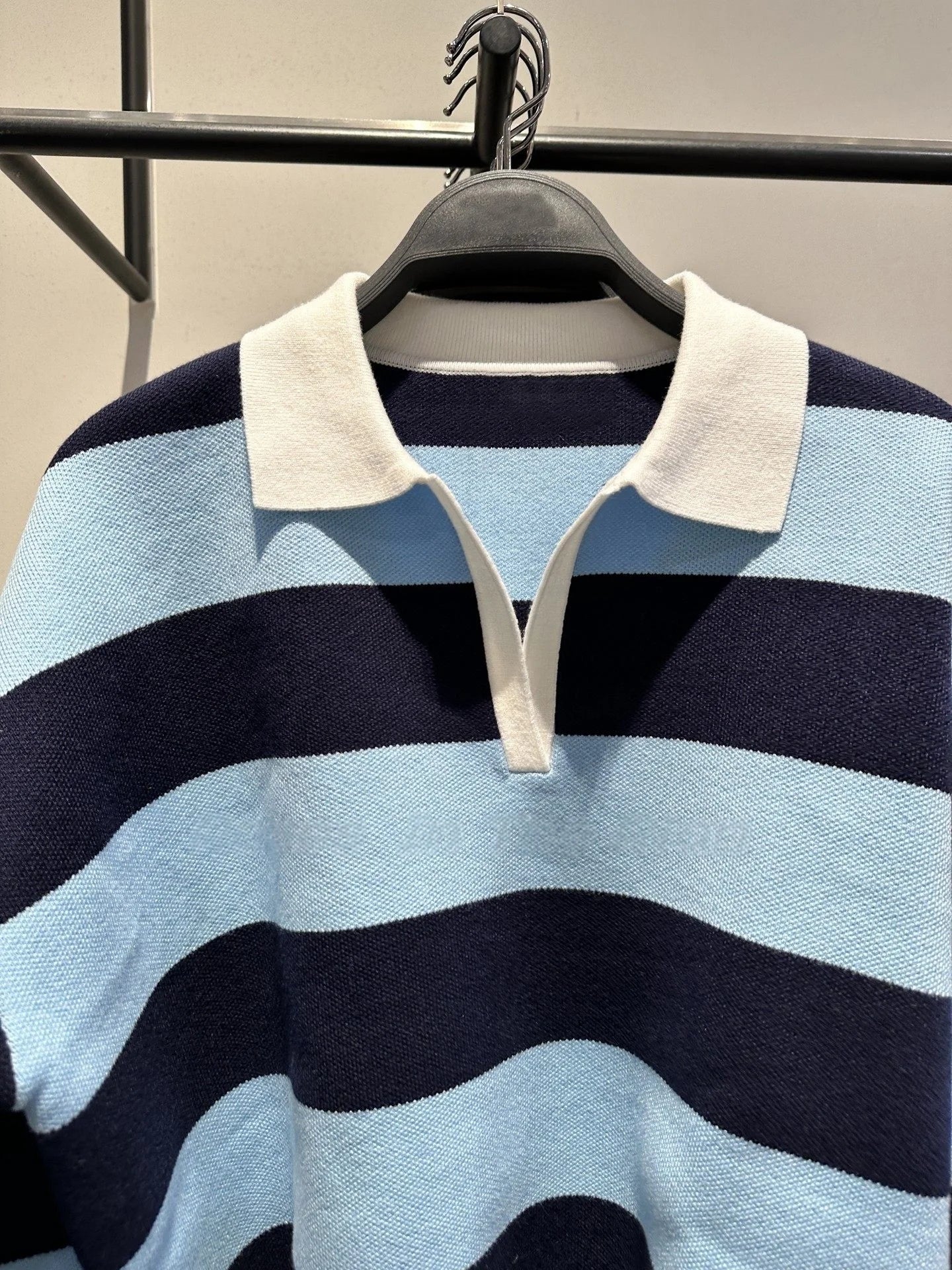 2026 new women's fashion simple American casual versatile long sleeved striped knitted polo shirt top