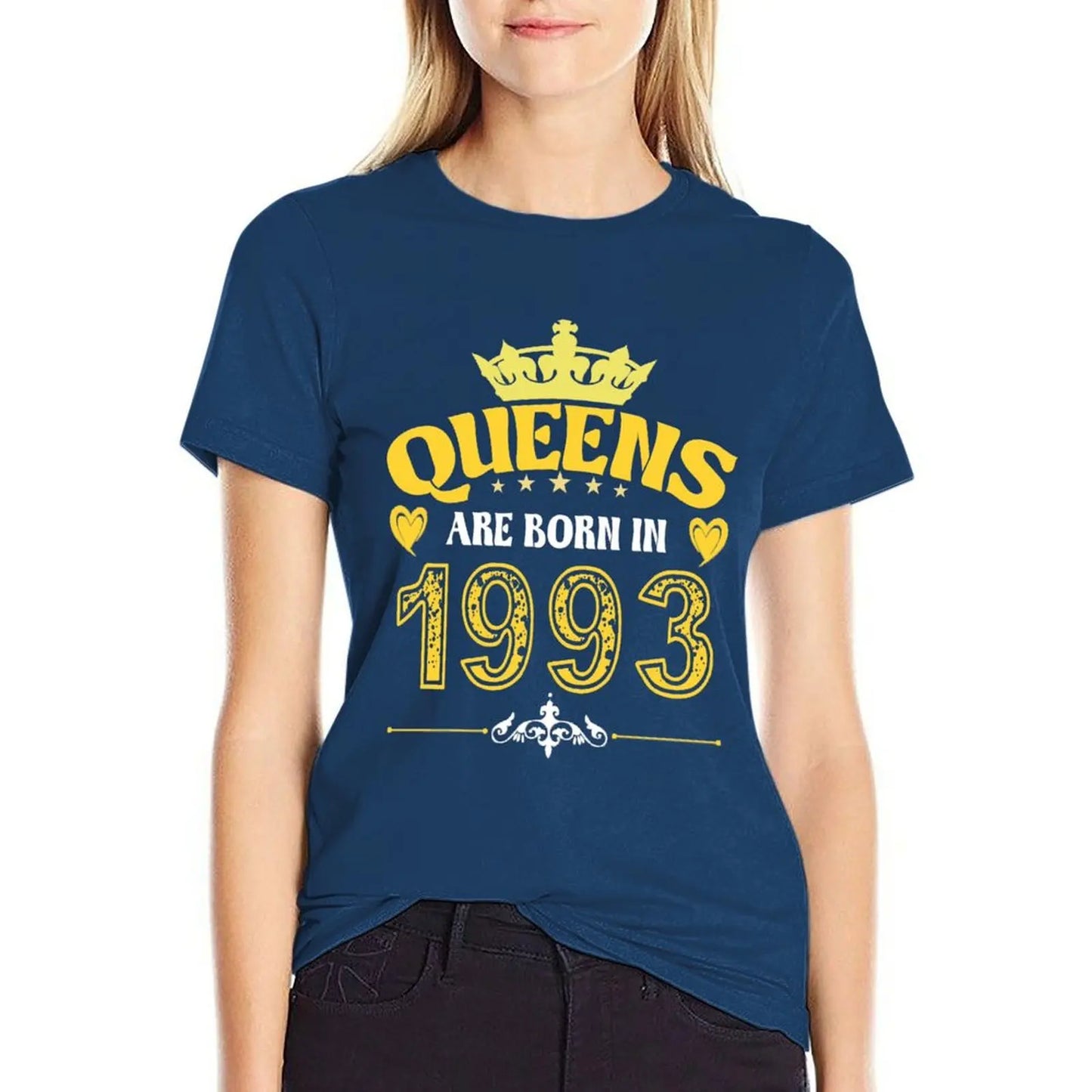 Queens Are Born In 1993 T-Shirt Female clothing heavyweights vintage vintage clothes black t shirts for Women