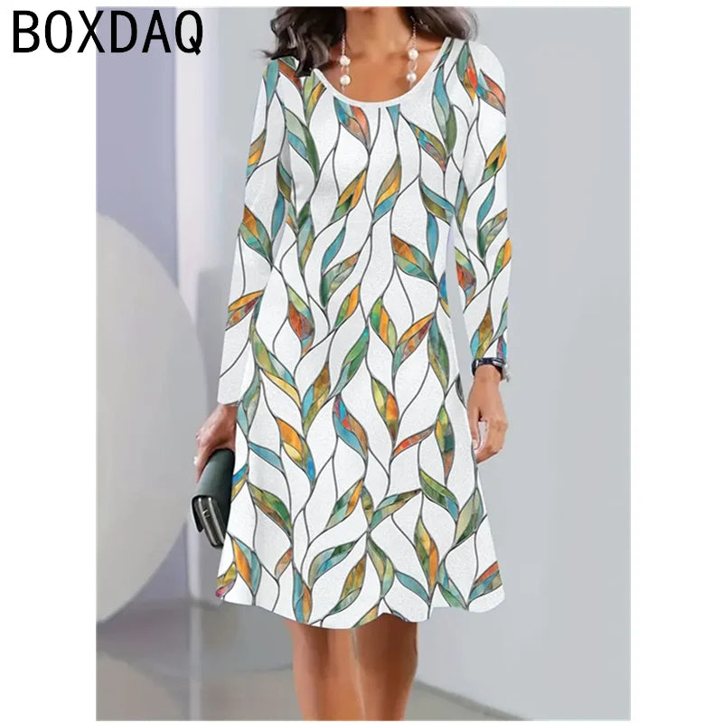 Black And White Piano Keys Music Note Print Dress 2024 New Autumn Winter Long Sleeve Women's Dress Elegant A-Line Dress Vestidos