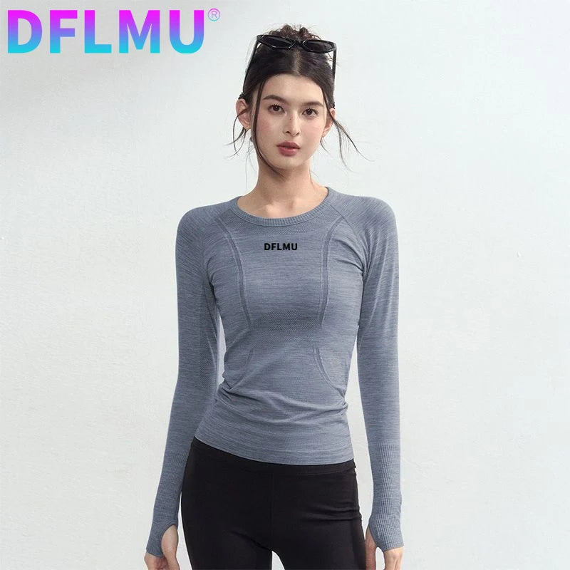 Women Quick-drying Breathable Tight-fitting Yoga Clothes Soft Running Training Fitness T-shirts Sports Long-sleeved Tops
