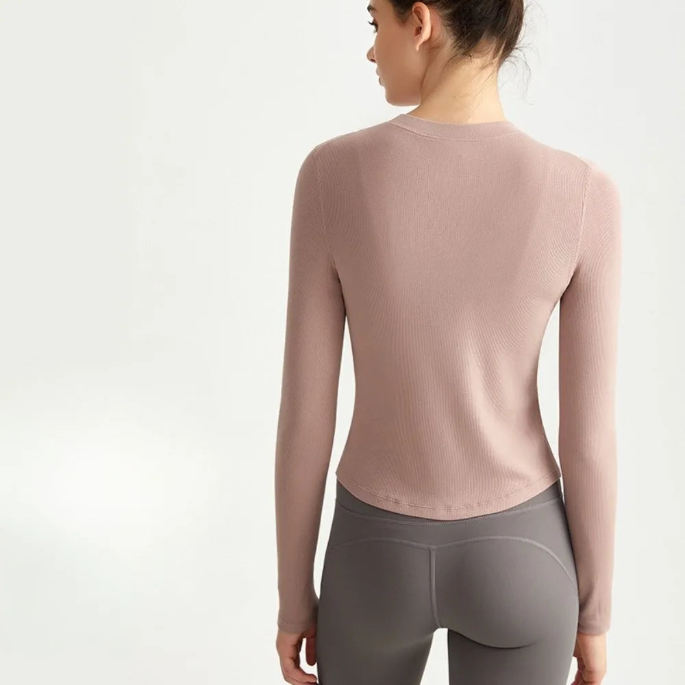 Early Autumn Yoga Long-sleeved Top Slim-fittings  Thin Sports Henry Shirt Fitness Inner with Base Yoga Clothes T-shirt Comfort