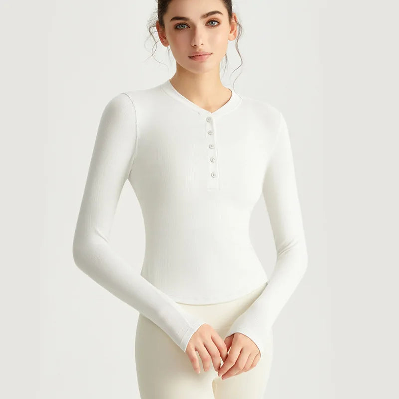 Early Autumn Yoga Long-sleeved Top Slim-fittings  Thin Sports Henry Shirt Fitness Inner with Base Yoga Clothes T-shirt Comfort