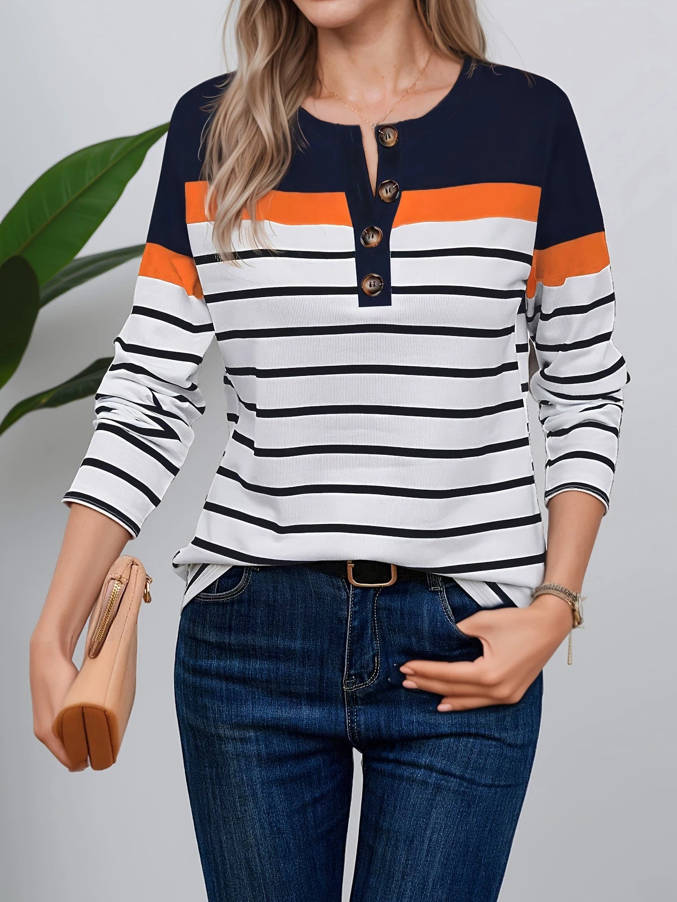 Autumn women's long - sleeve top, suitable for daily casual wear.