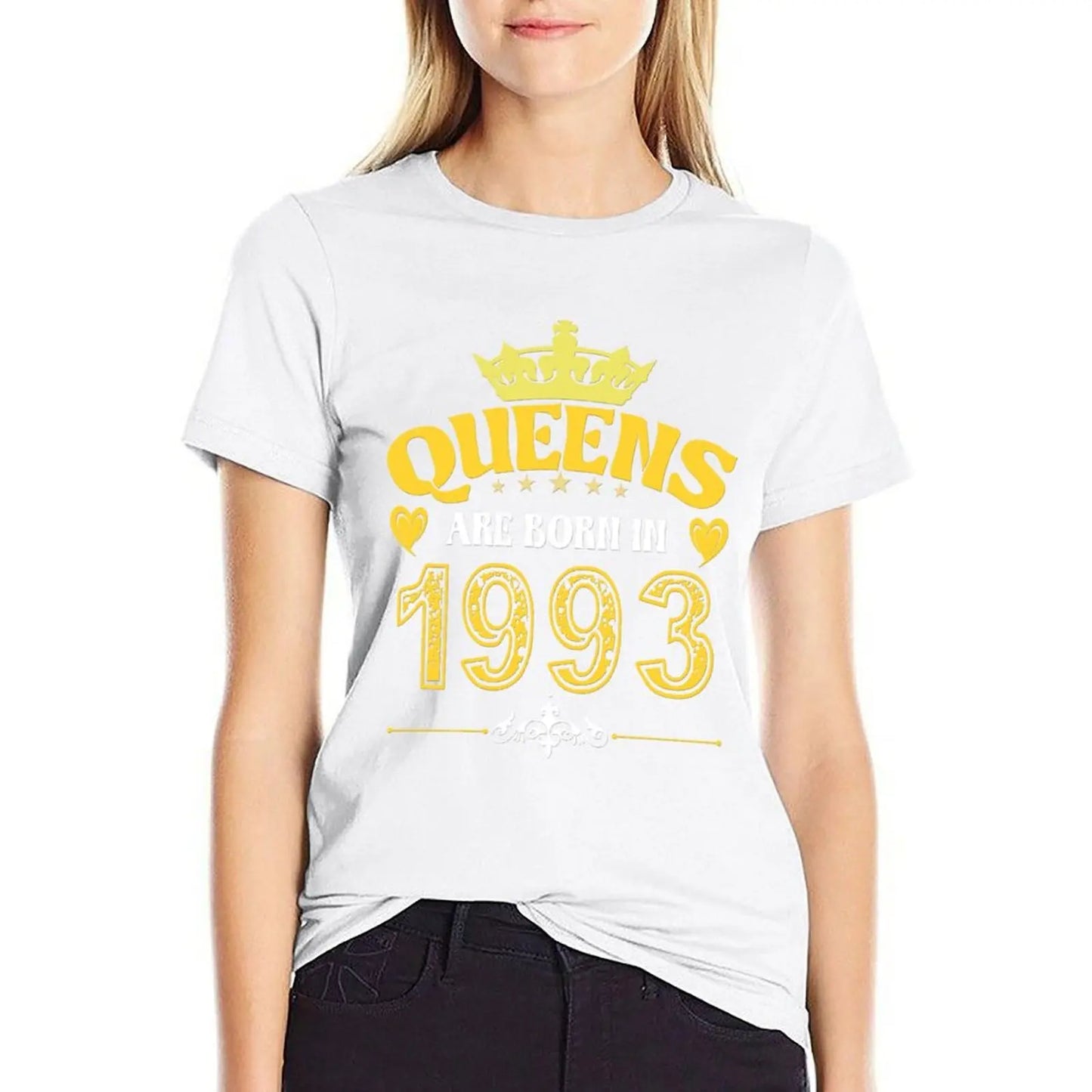 Queens Are Born In 1993 T-Shirt Female clothing heavyweights vintage vintage clothes black t shirts for Women