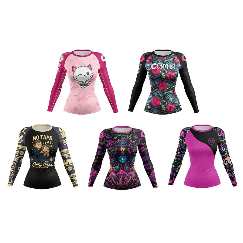 Cody Lundin Ladies Women Rash Guard Gym Clothing MMA Compression Sportswear Jiu Jitsu Rashguard T-shirts Boxing Grappling Shirt