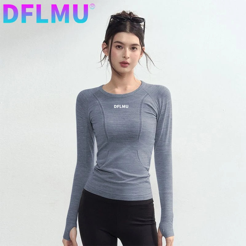 Women Quick-drying Breathable Tight-fitting Yoga Clothes Soft Running Training Fitness T-shirts Sports Long-sleeved Tops