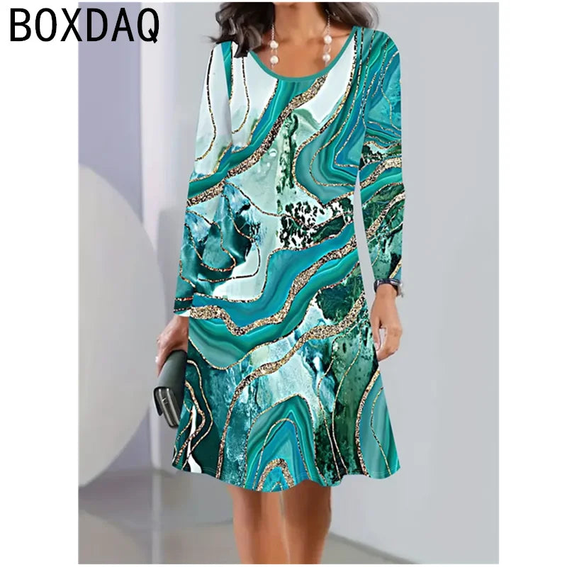 Black And White Piano Keys Music Note Print Dress 2024 New Autumn Winter Long Sleeve Women's Dress Elegant A-Line Dress Vestidos