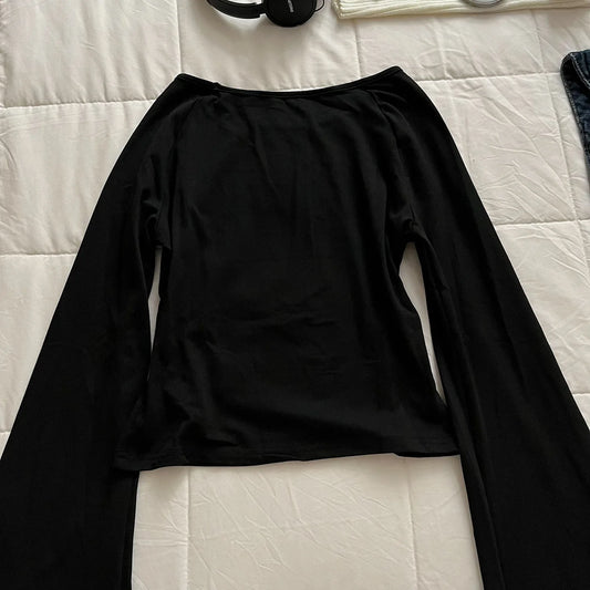 Y2K Grunge Emo Pattern Top Suitable for Autumn E-Girls Millennium Style Women's Aesthetic Gothic Printed Loose Long Sleeve T-shi
