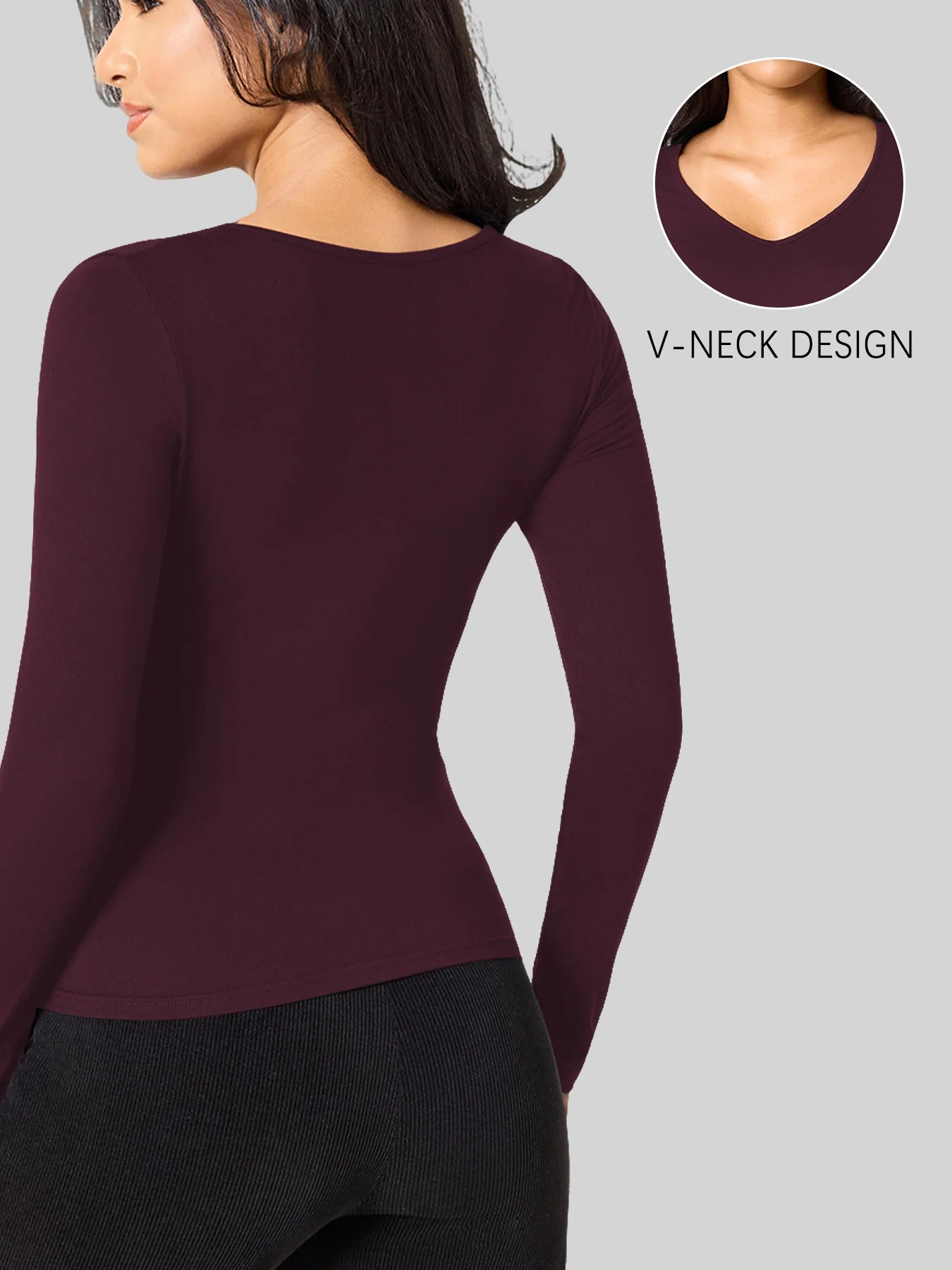 Women's Long Sleeve T-Shirt. Super Soft Workout Running Yoga Athletic V-Neck Tee