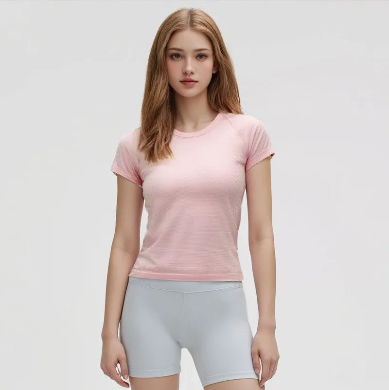 Sports Fitness Short Sleeve Quick-Dry Shirt Women's Yoga Wear Running Top Slimming T-Shirt