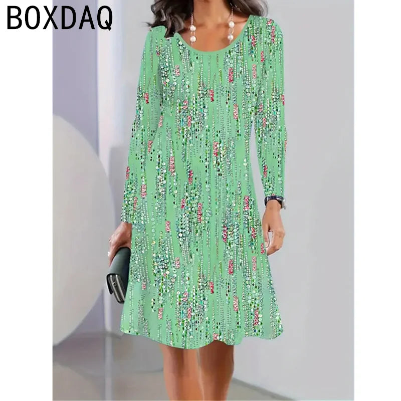 Black And White Piano Keys Music Note Print Dress 2024 New Autumn Winter Long Sleeve Women's Dress Elegant A-Line Dress Vestidos