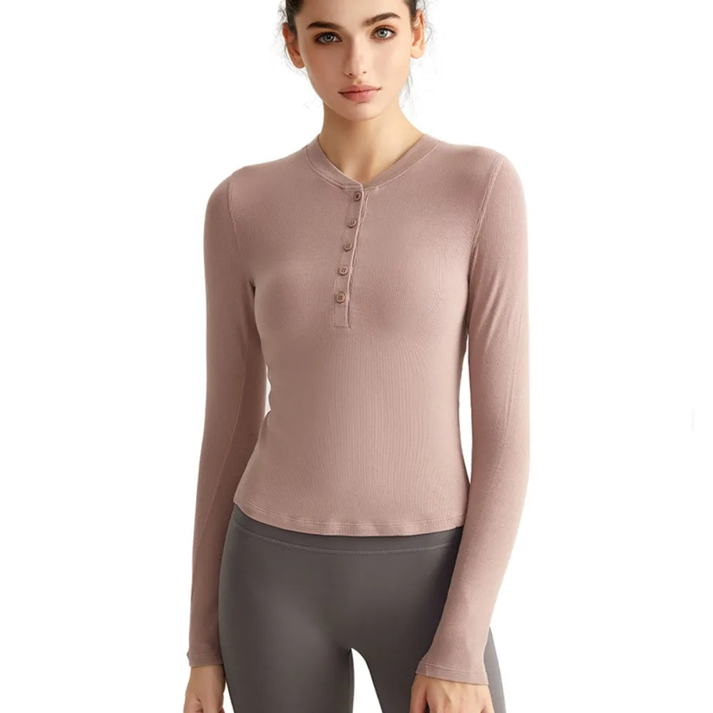 Early Autumn Yoga Long-sleeved Top Slim-fittings  Thin Sports Henry Shirt Fitness Inner with Base Yoga Clothes T-shirt Comfort