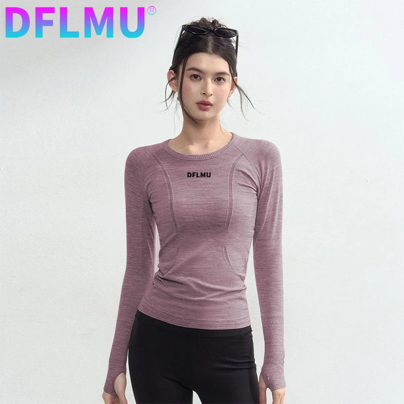 Women Quick-drying Breathable Tight-fitting Yoga Clothes Soft Running Training Fitness T-shirts Sports Long-sleeved Tops