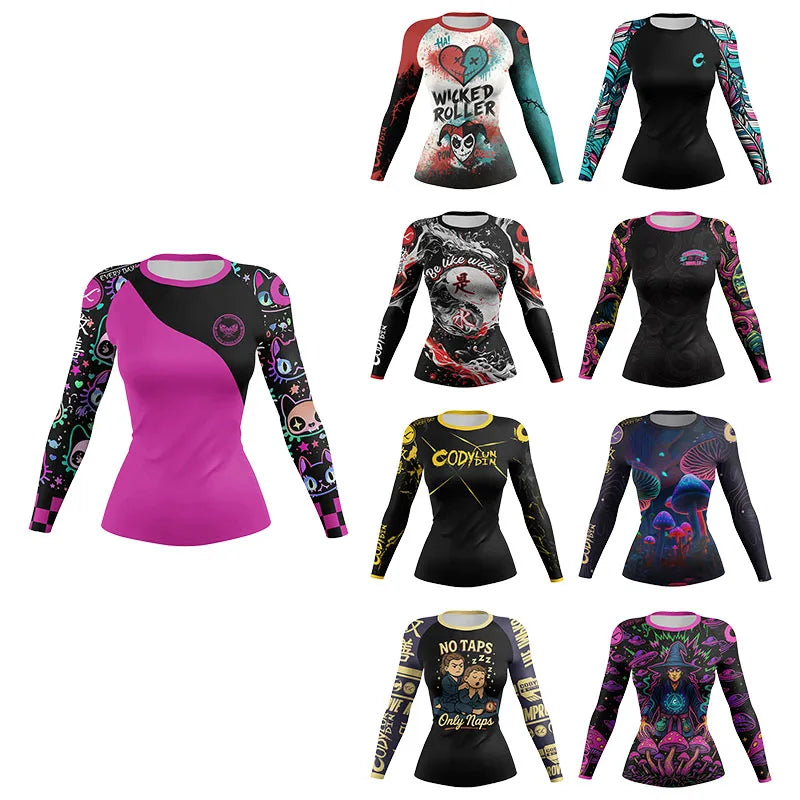 Cody Lundin Ladies Women Rash Guard Gym Clothing MMA Compression Sportswear Jiu Jitsu Rashguard T-shirts Boxing Grappling Shirt