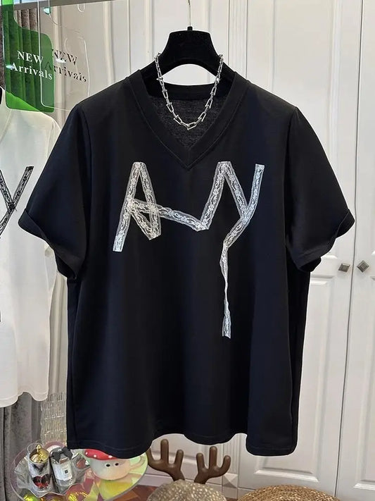 Summer Tshirts Women Chest Lace Stitching T-Shirt Fashion Tops Ladies Chic T-Shirt Female Short Sleeve Casual Tee