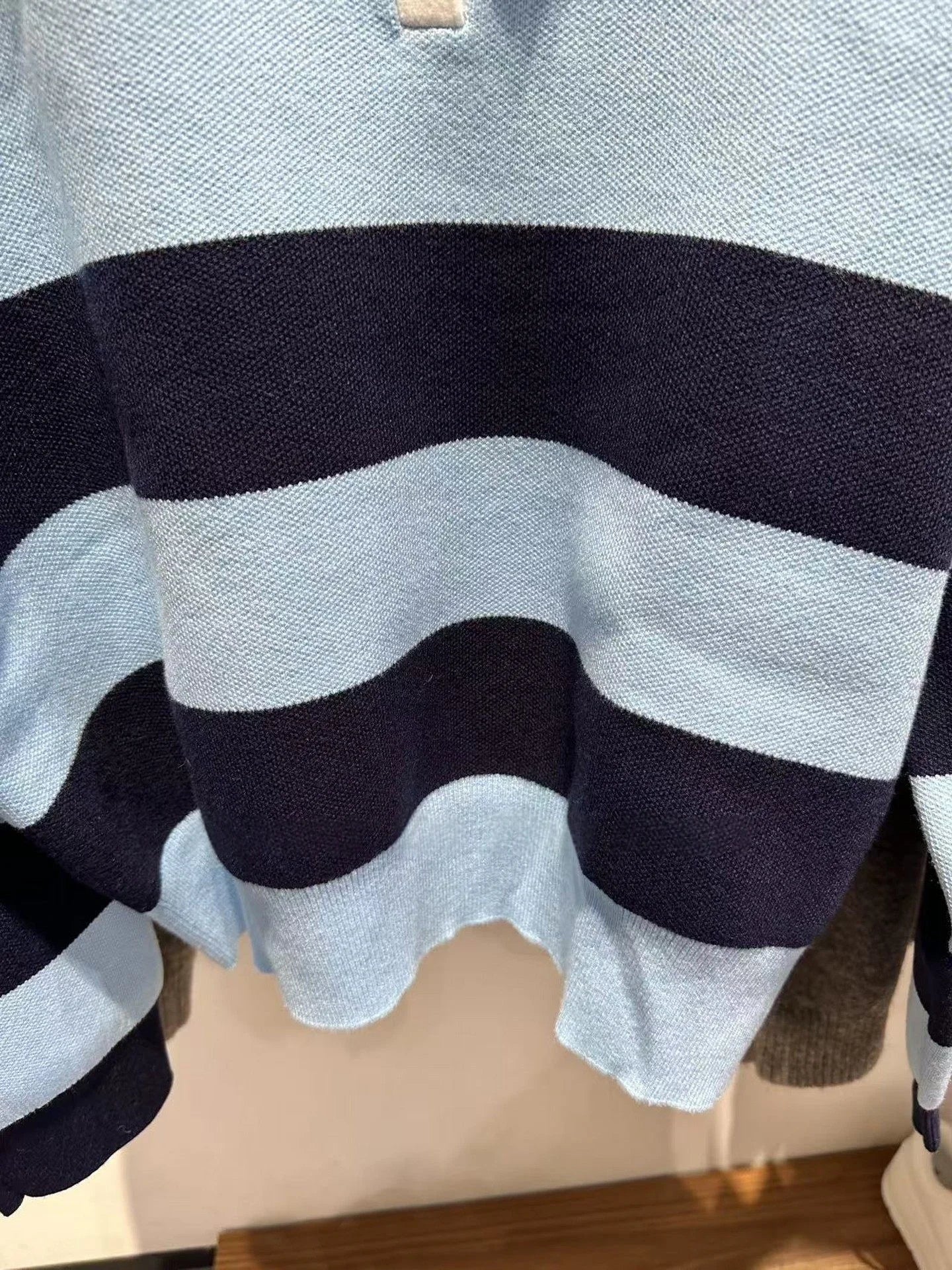 2026 new women's fashion simple American casual versatile long sleeved striped knitted polo shirt top