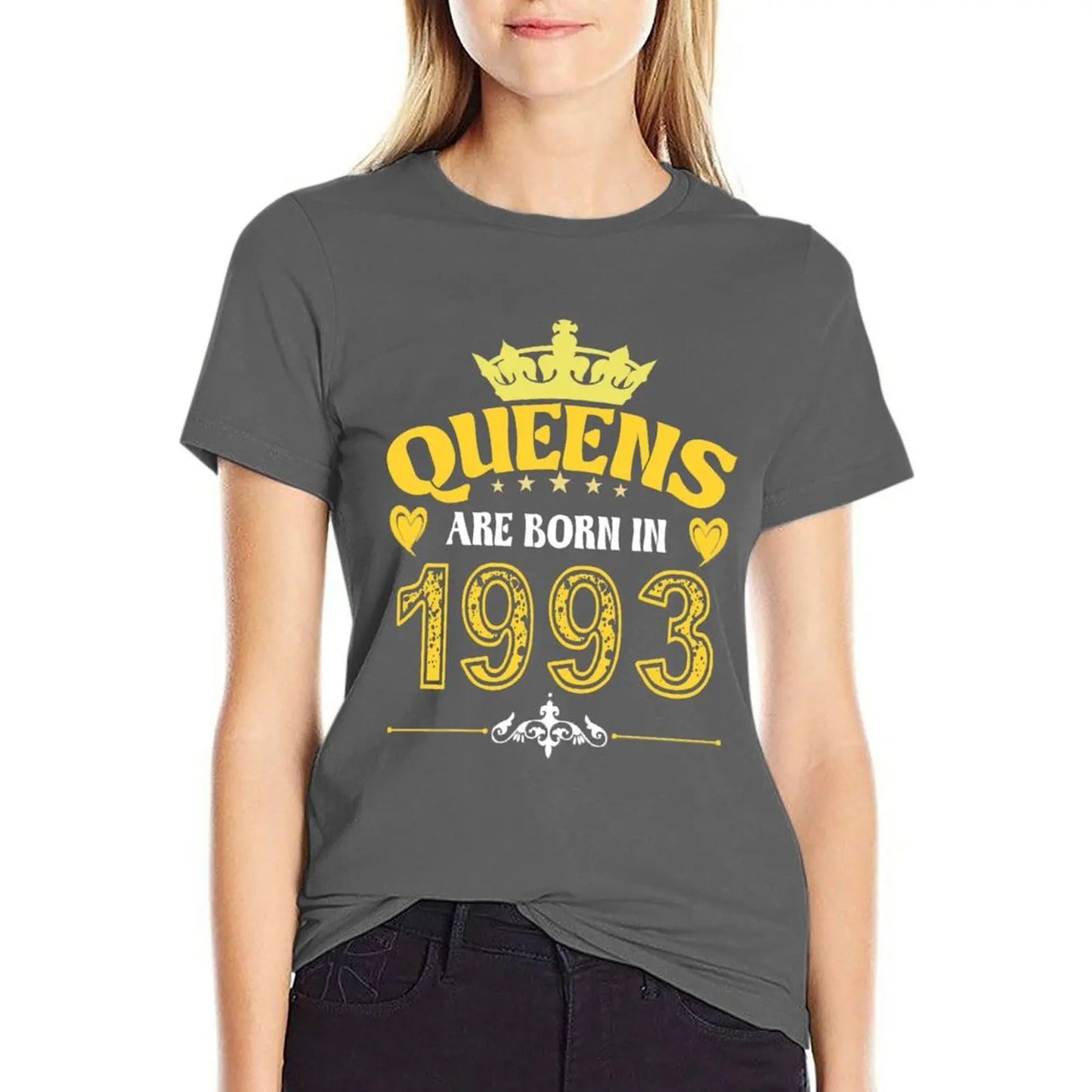 Queens Are Born In 1993 T-Shirt Female clothing heavyweights vintage vintage clothes black t shirts for Women