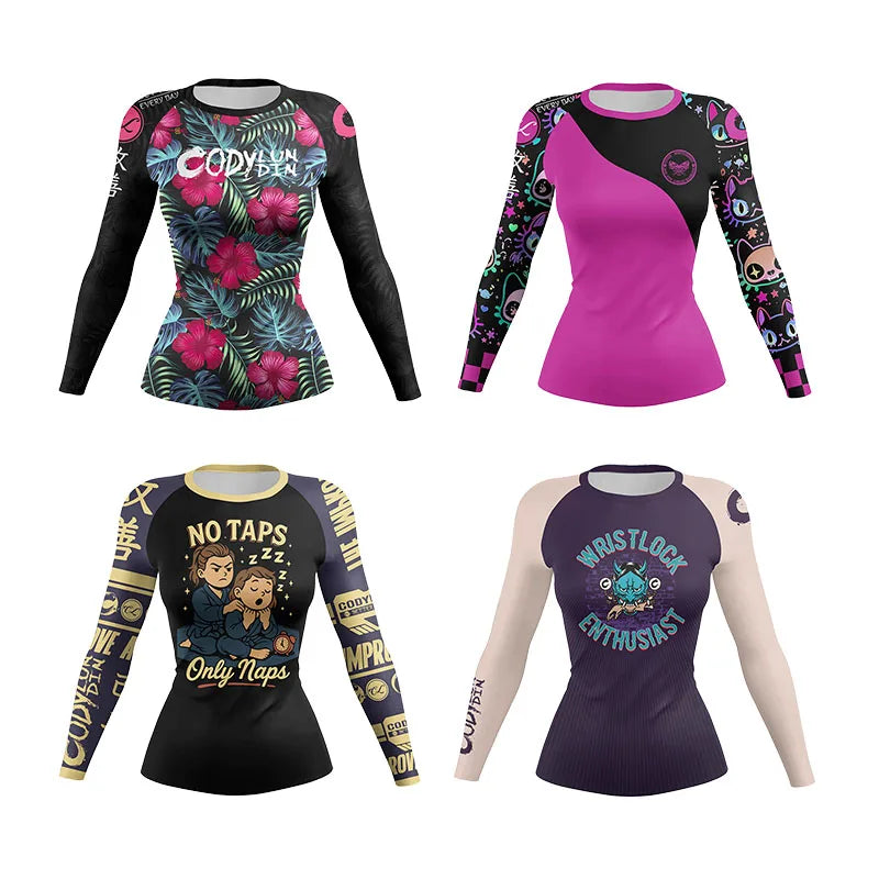 Cody Lundin Ladies Women Rash Guard Gym Clothing MMA Compression Sportswear Jiu Jitsu Rashguard T-shirts Boxing Grappling Shirt