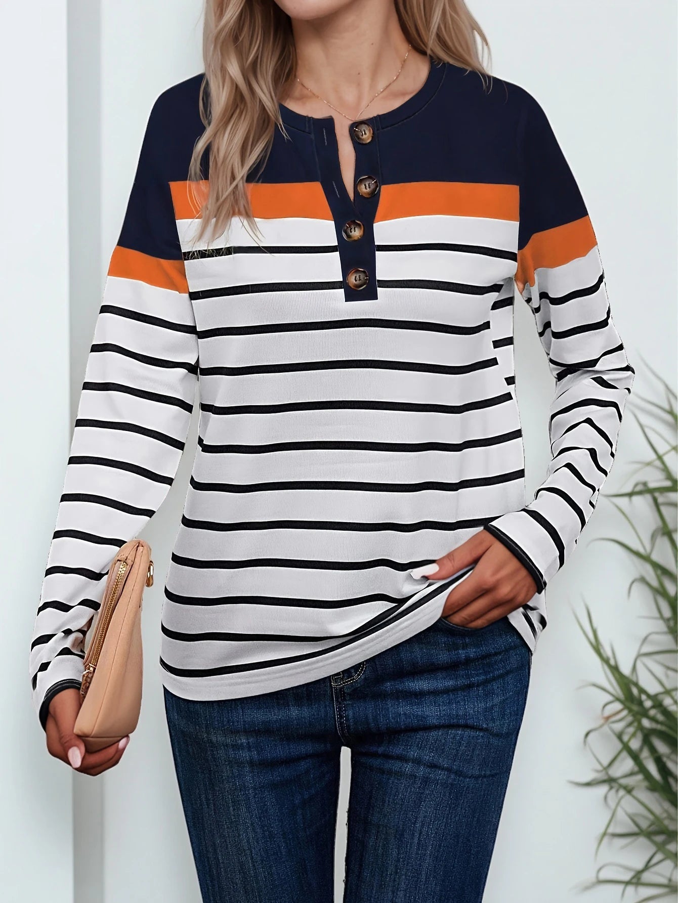 Autumn women's long - sleeve top, suitable for daily casual wear.